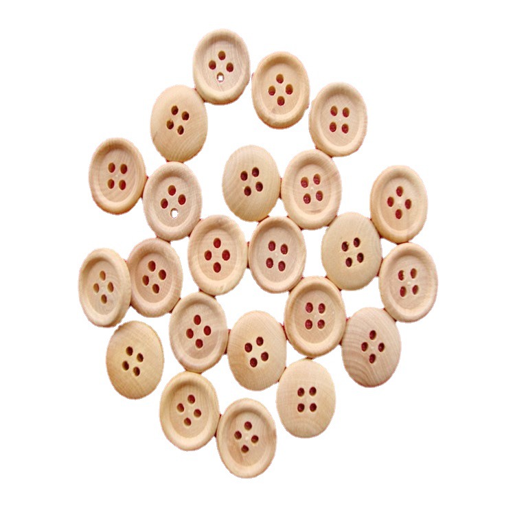 天台维娅4孔两眼实木纽扣圆形彩色木头钮扣子雕刻木质家具木制扣