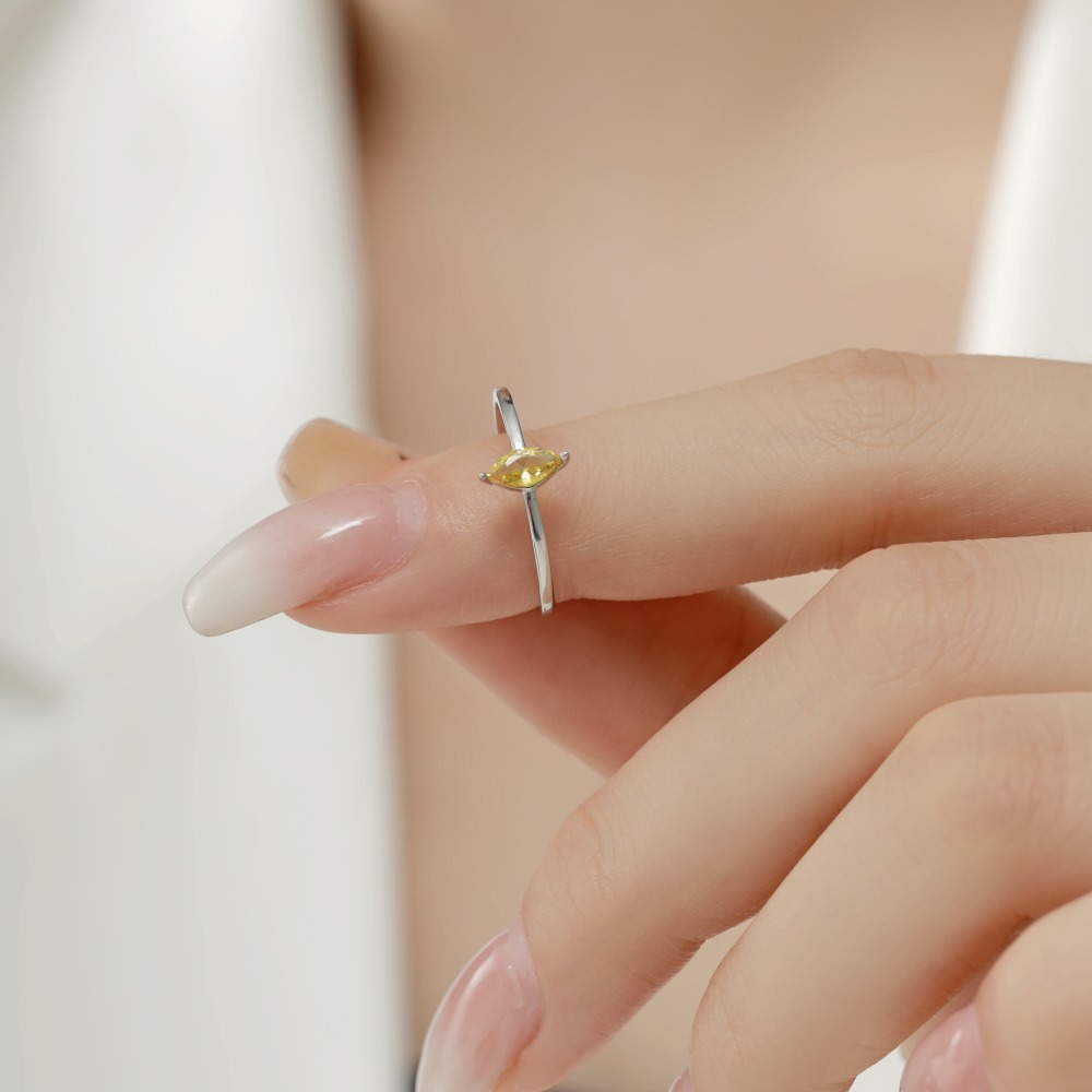 Retro Geometric Sterling Silver Plating Zircon Rings 1 Piece