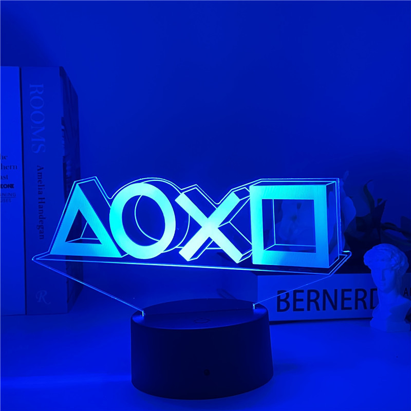Gamepad icono 3D luz de la noche creativa ps5 colorido gradiente regalo lámpara LED dormitorio lámpara de mesa