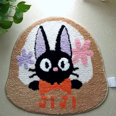 Cartoon Cute Alien Carpet — Avtomobil döşəmə paspasları - camel-black-cat-special-shape-4550cm-imitation-cashmere-material