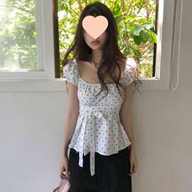 尺寸已更新 韩系小众波点系带蝴蝶结可爱减龄娃娃衫百搭日常衬衫