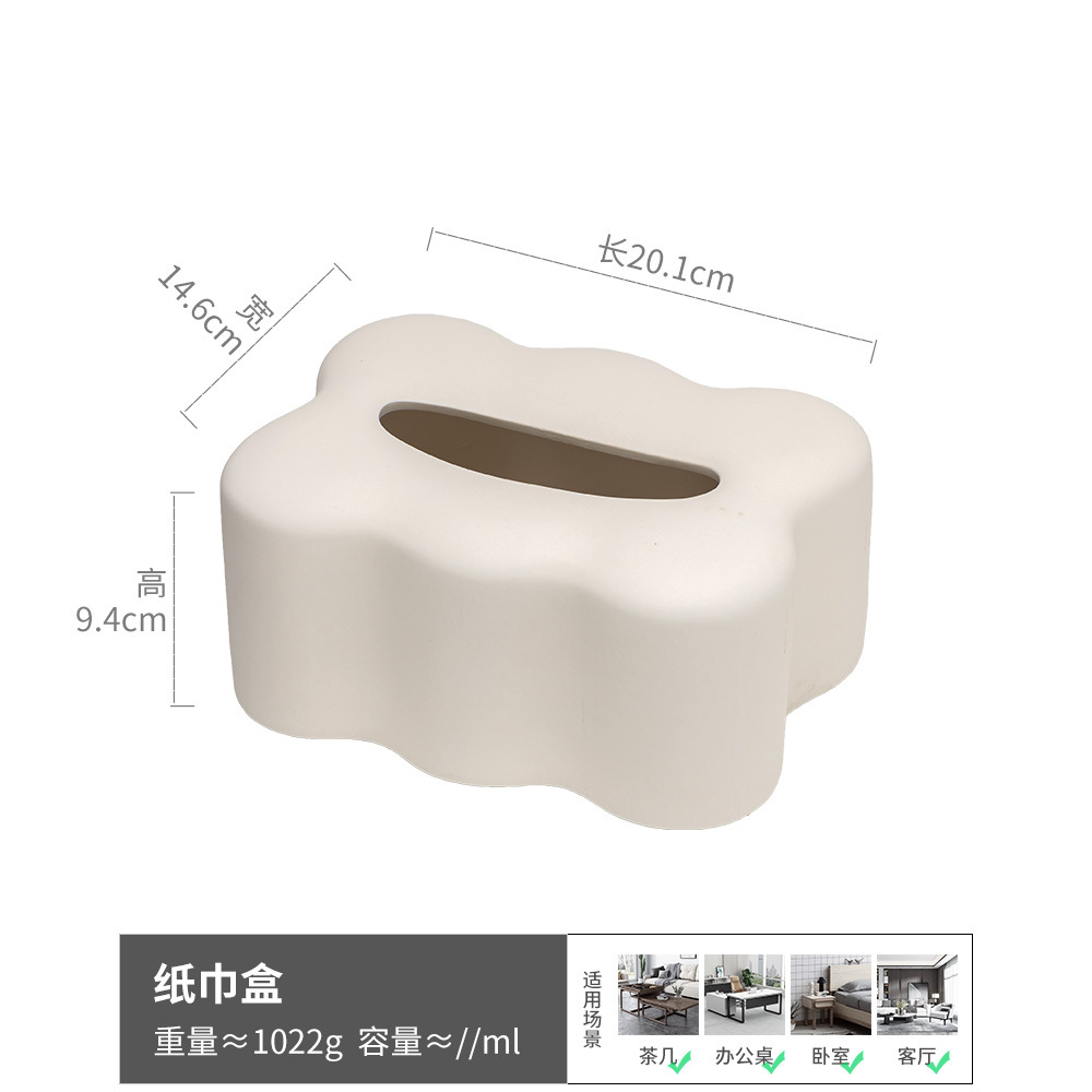 [Estilo crema de lujo ligero] Caja de pañuelos de cerámica Caja de dibujo de mesa de comedor de alta calidad Decoración del hogar Caja de papel de servilleta de sala de estar