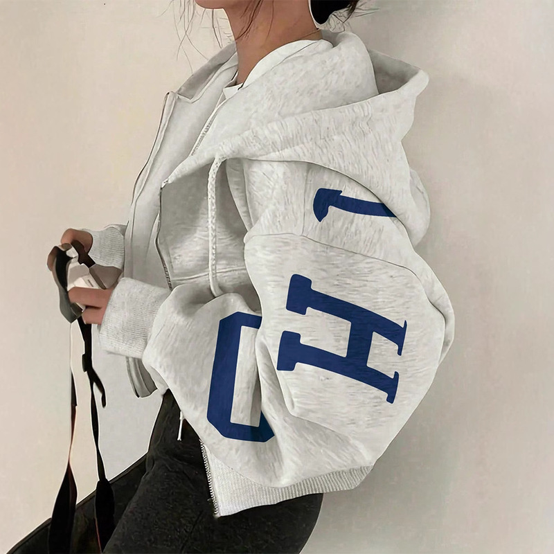 Amazon Cross-Border European and American 2025 Women's Casual Fashion Printed Versatile Tops Long-Sleeved Sweatshirts