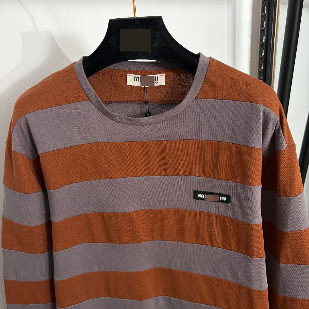 Long-Sleeve T-Shirt With Logo Patch Brand Logo And Color-Blocked Stripes_ecoleips.com
