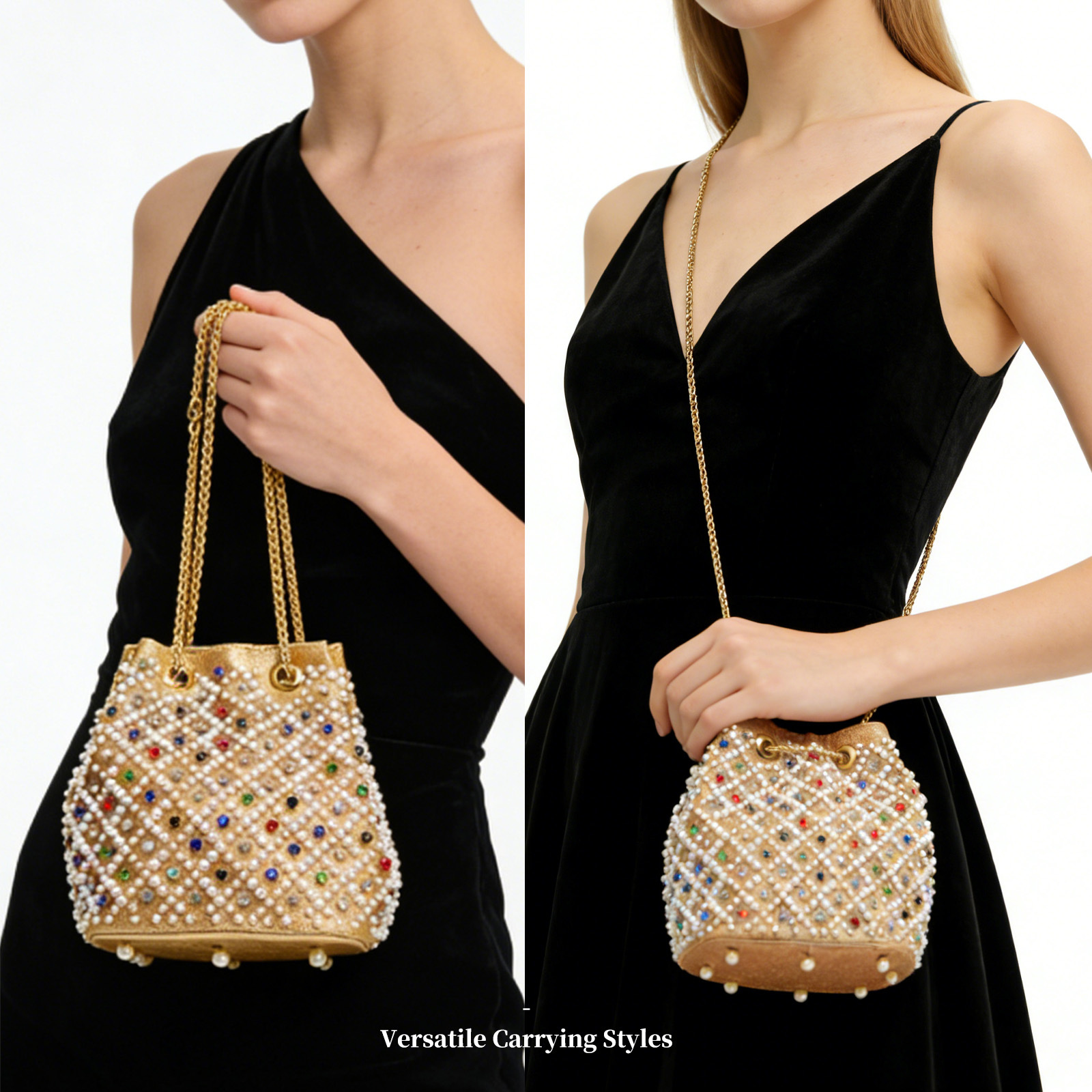 Pearl Bucket Bag for Women 2026 Summer Shoulder Bag Niche Simple High-End Style Handbag Crossbody Bag Evening Pearl Bag