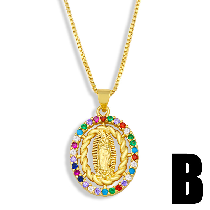 Fashion Virgin Mary Copper Inlaid Zircon Necklace Wholesale display picture 5