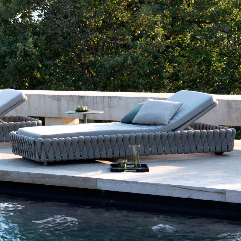 Cama de cama al aire libre Hotel Residence piscina de playa sillón de diseño resort patio tela de caña red muebles al aire libre image 2