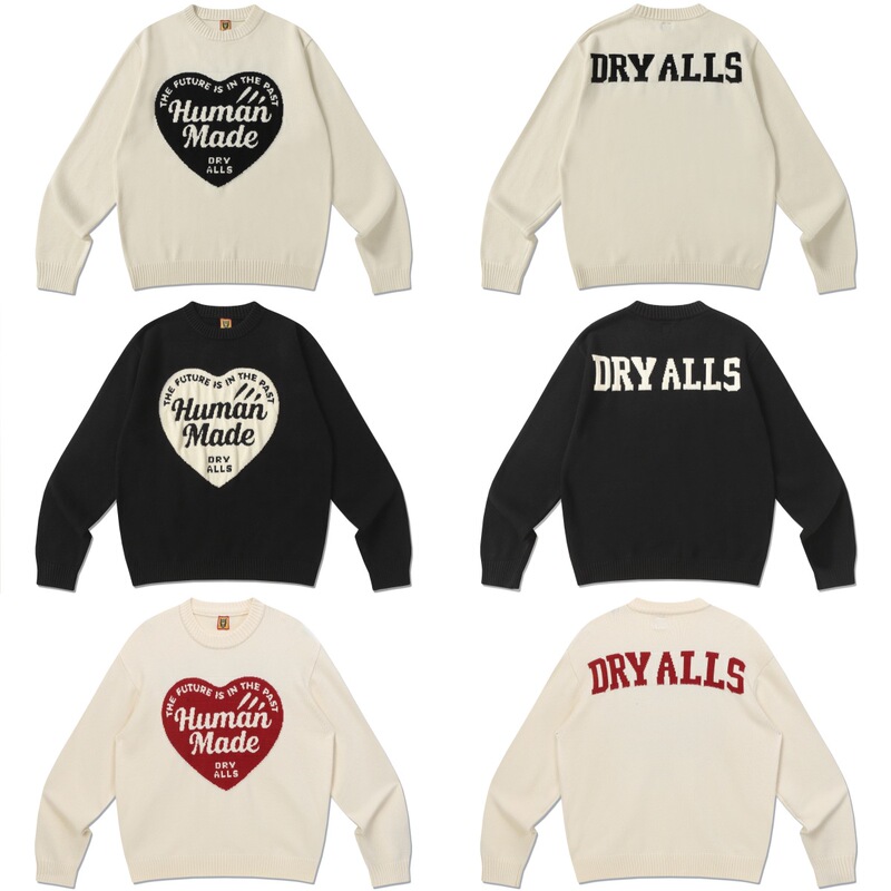 Japanese-Style Trendy Retro Human Heart Sweater Ins Jj Lin Same Style Autumn and Winter Knitted Long-Sleeve Unisex Top