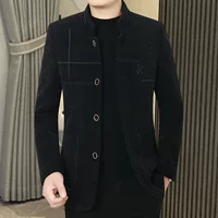 Осенний и зимний костюм Zhongshan шерстяная куртка мужчины среднего возраста повседневная шерстяная куртка толстая одежда отца