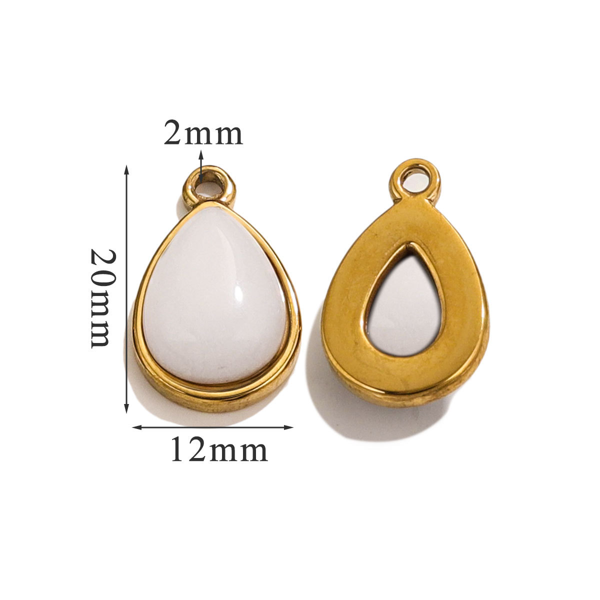 DIY accesorios de joyería gota de acero inoxidable incrustado piedra natural elíptica pequeña colgante pendientes pulseras collares materiales hechos a mano