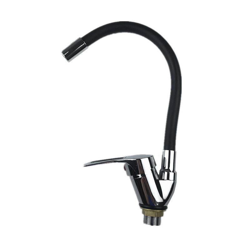 Grifo de cocina de agua mixta de tubo universal de color Lingote de tubo universal negro Grifo de lavabo de verduras frías y calientes Fábrica de comercio exterior