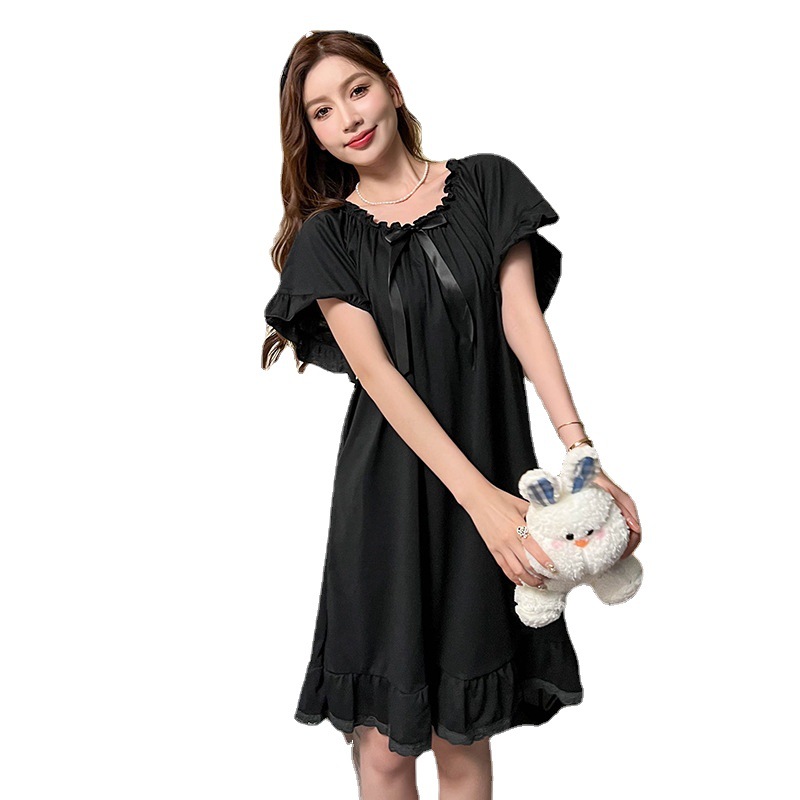 Pijamas de verano de las mujeres camisón dulce estilo princesa estilo japonés estudiante en línea rojo suelto adelgazamiento estilo coreano homewear de longitud media