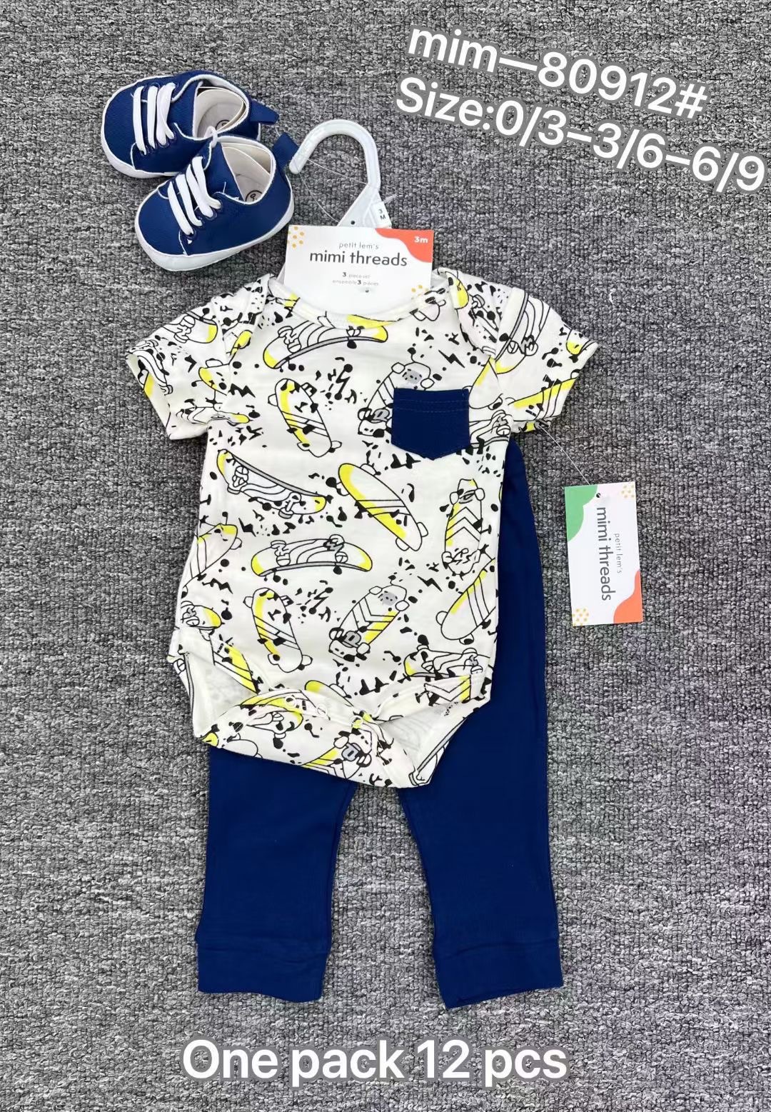 Comercio exterior bolsas de bebés recién nacidos de verano mangas cortas tres piezas con zapatos 3 piezas ropa de bebé al por mayor image 10
