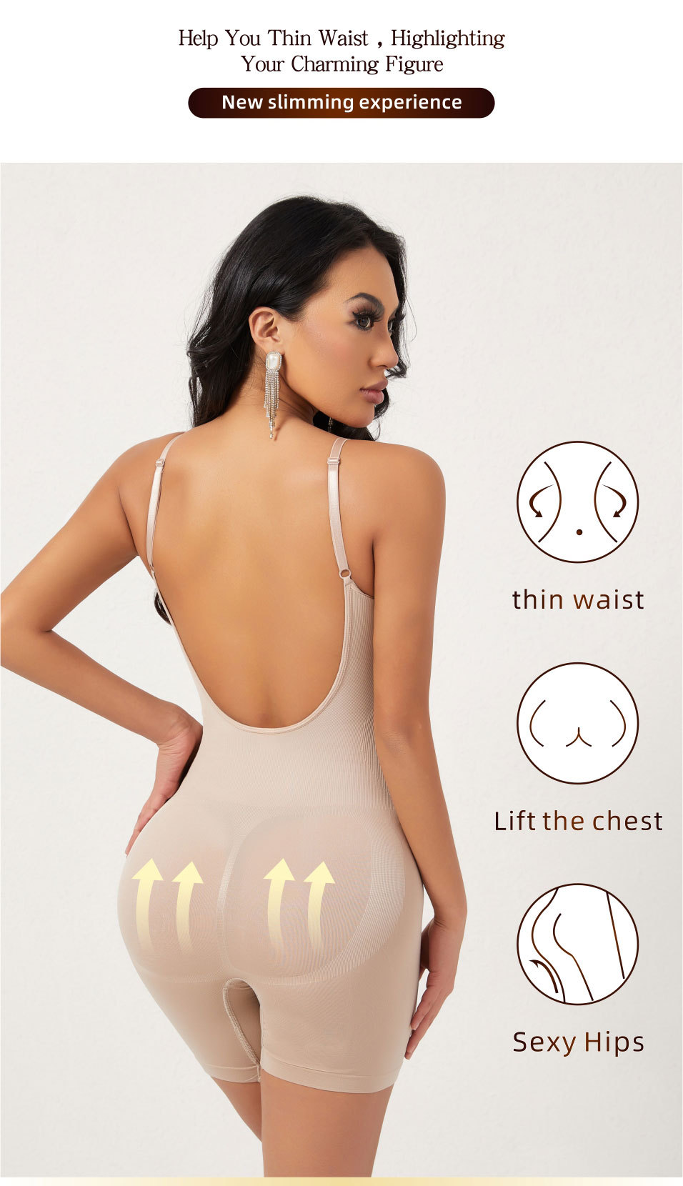 Nahtloser, rückenfreier Shapewear-Body – Bauchkontrolle & Po-Lifting Ganzkörperformer für Damen – Sexy Figurformende Unterwäsche (Schwarz/Nude/Kaffee)_voghion.com