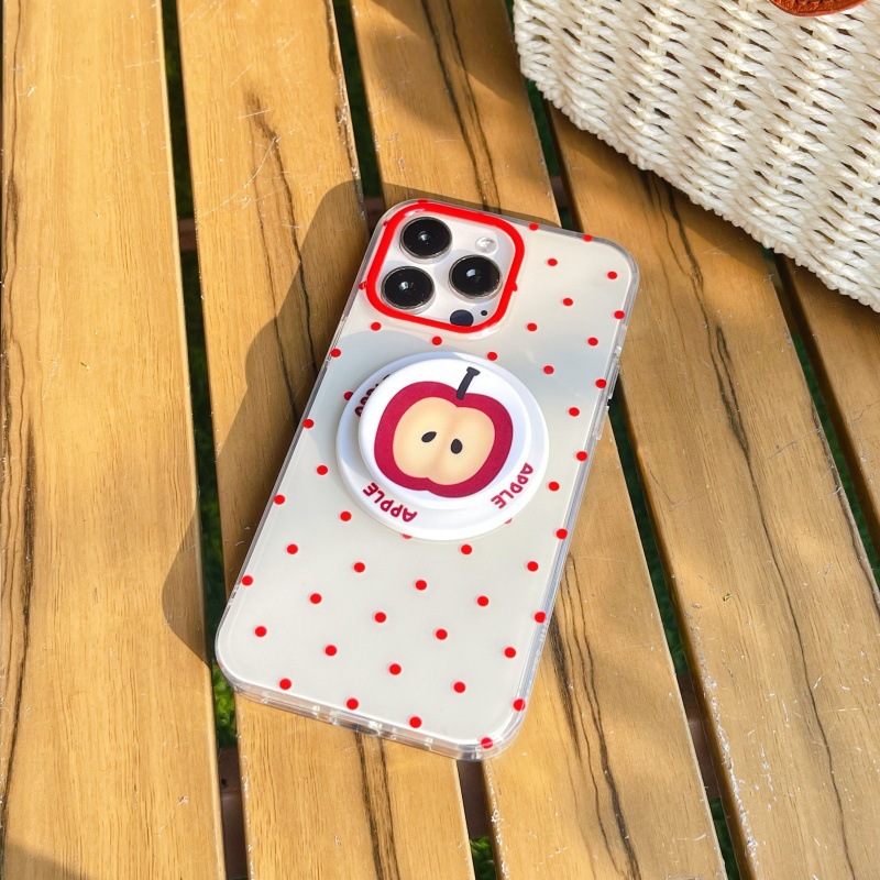 Punto de onda roja coreana Apple magnético para Apple 15Pro/16Pro funda para teléfono móvil 14ProMax femenino 13 nuevo 16P