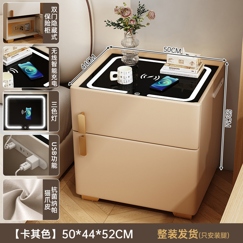 Una caja fuerte inteligente de cabezal de cama en 2025 nuevo dormitorio simple y moderno de madera maciza, lujo ligero y alto