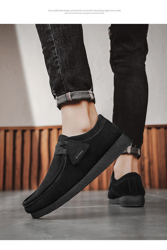 Giày lười nam da lộn mềm đế bệt kiểu mới, giày slip-on mũi tròn thoáng khí — Kaki, màu xám, màu đen chi tiết 12