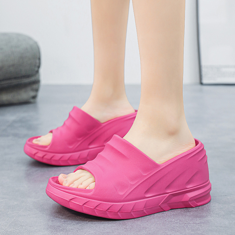 Transfronteriza más tamaño zapatillas suela gruesa aumentó 10CM sandalias de las mujeres al aire libre casual moda tacones altos slip-on sandalias