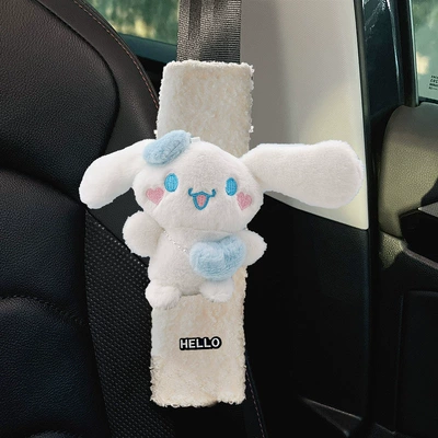 Car Shoulder Pads, Cute Big-Eared Plush Shoulder Pads, Car Dolls, Car Interior Decoration Seat Belt Protective Covers (Seat belt shoulder pad) - teddy-velvet-blue-plush-doll-shoulder-pads