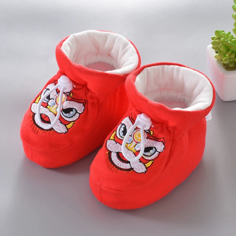 Обувь для новорожденных с головой тигра, детская зимняя женская обувь 016, хлопчатобумажная обувь, красная Новогодняя обувь, детская Новогодняя обувь, мужская