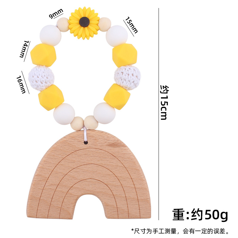 Nuevo bebé suministros dibujos animados Arco Iris haya mordedor creativo DIY bebé mordedura teether pulsera juguete