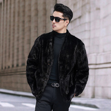 海宁2025新款进口冬季貂皮大衣外套男拼貂真皮草水貂毛大衣休闲款