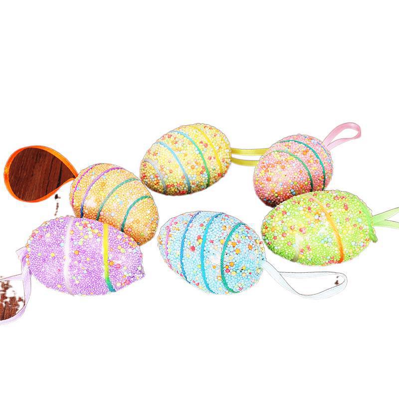 Nuevo Amazon Comercio exterior huevos de Pascua un paquete de 6 huevos rayados miedo de decoraciones de espuma en stock al por mayor
