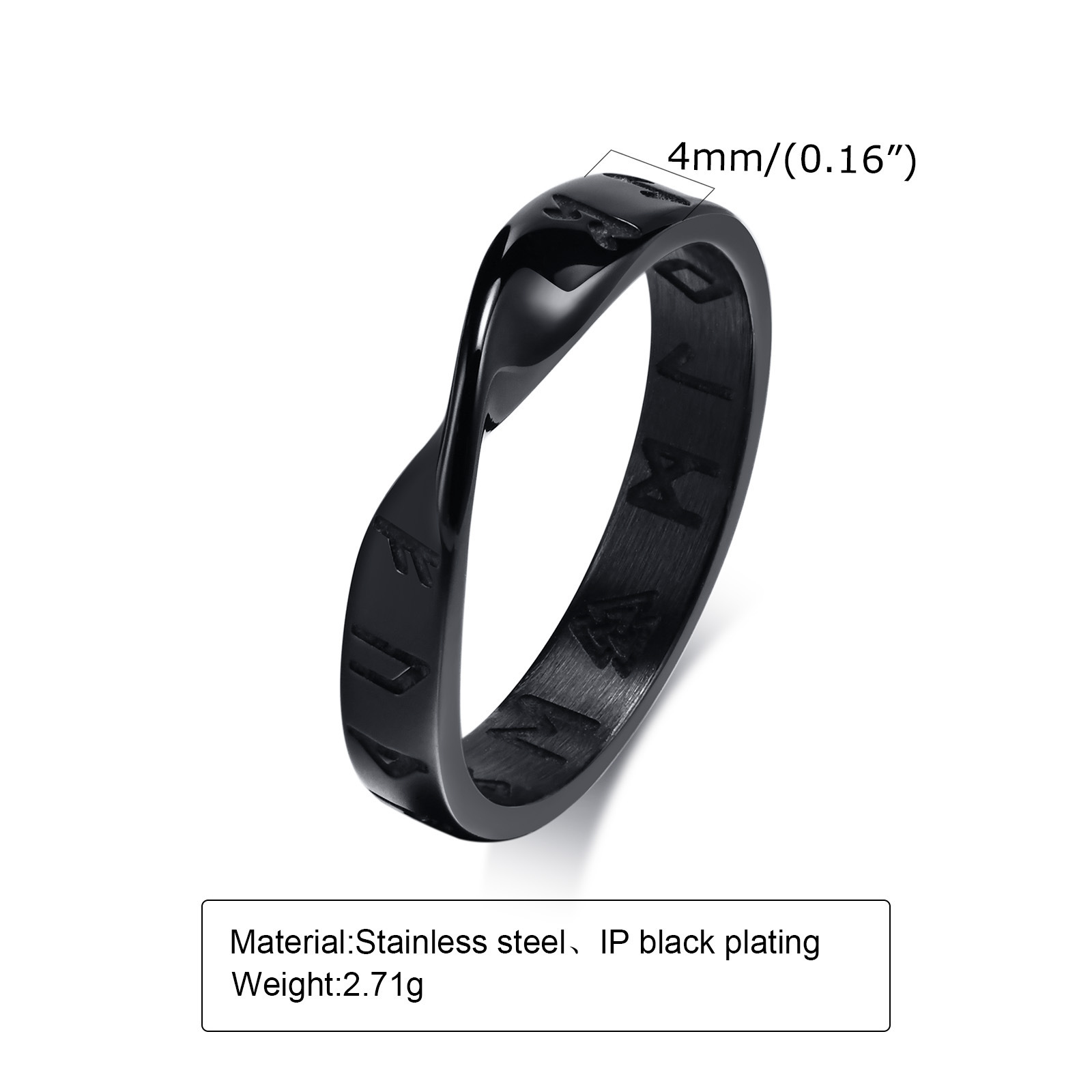 Retro Classic Style Letter Titanium Steel Men's Rings Men Band Rings display picture 1