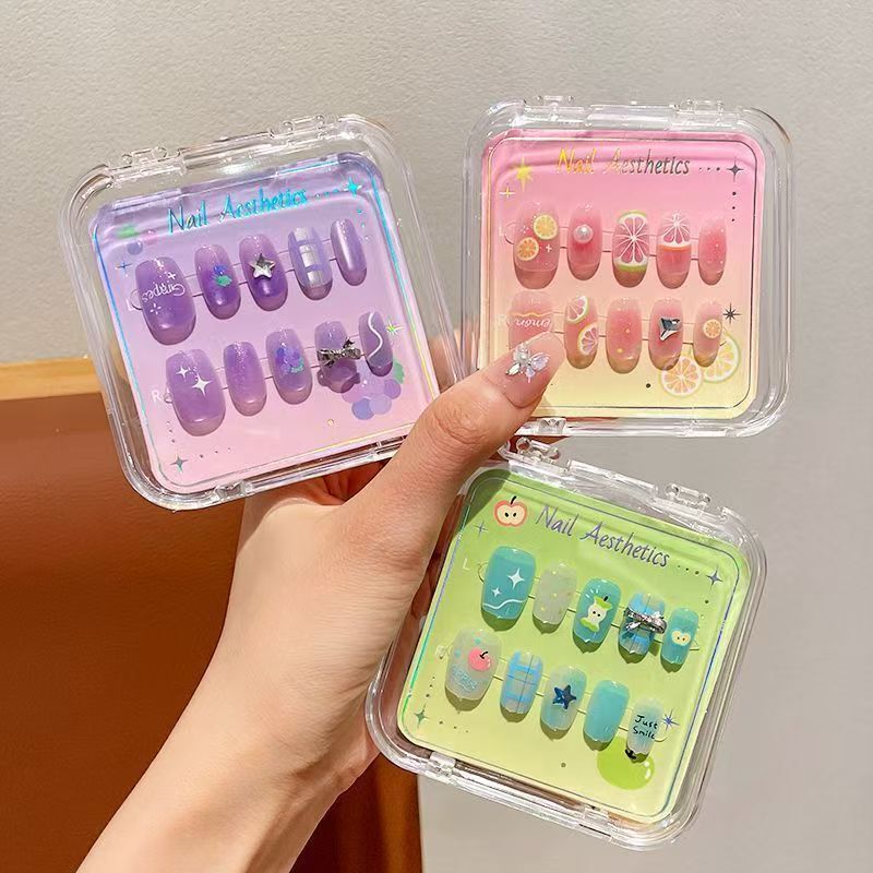 Boxed Handmade Embossed Wearable Nails, Detachable Fruit Series, Cute Girly Heart, High-Looking Nail Art Stickers, Free Stand Boxed Handmade Embossed Wearable Nails, Detachable Fruit Series, Cute Girly Heart, High-Looking Nail Art Stickers, Free Stand