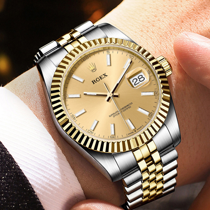 Original Rolex Swiss Men's Watch, Date Quartz Watch, Fully Automatic Business Waterproof Luminous Fashion Export Watch