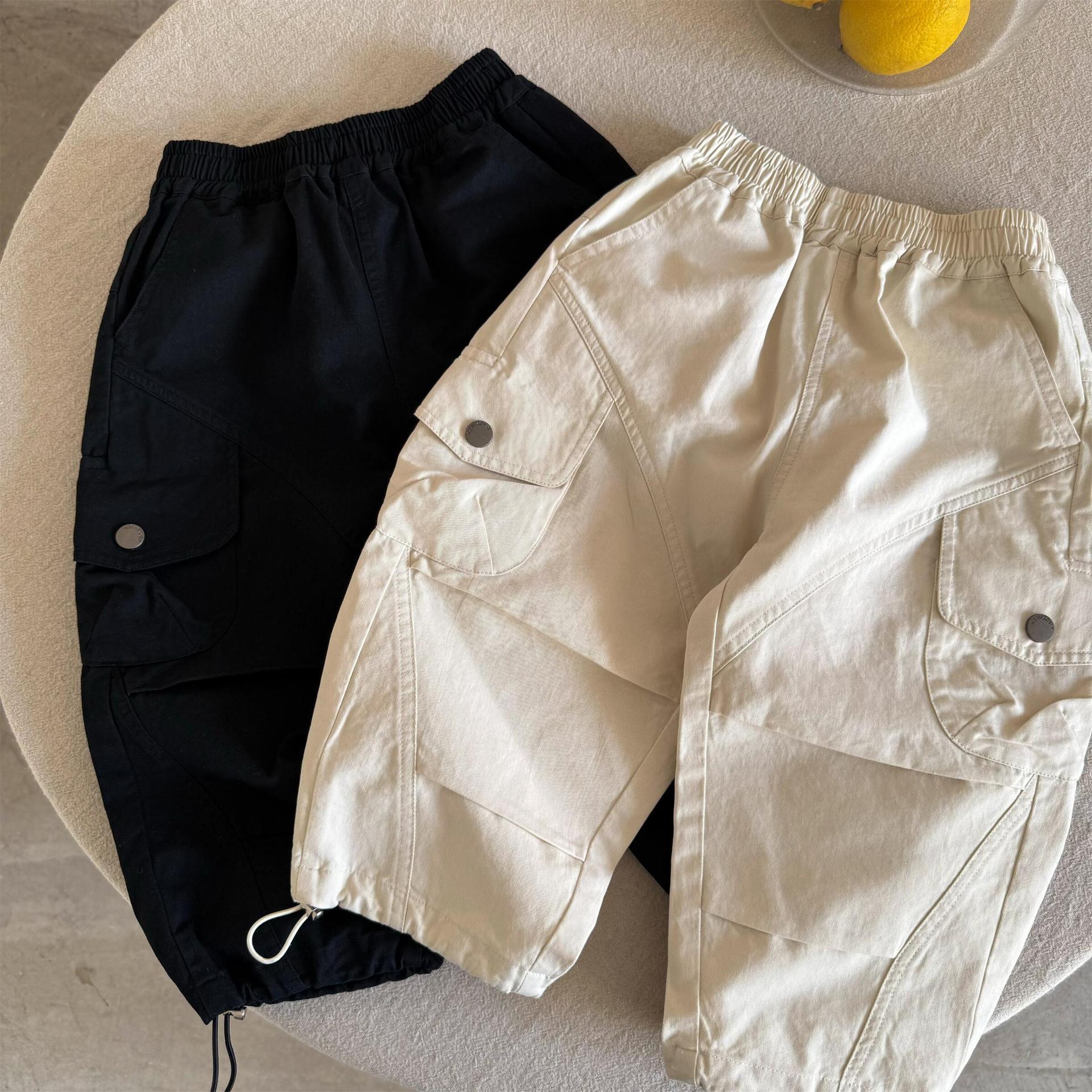 Children's spring solid color autumn trousers for men and women