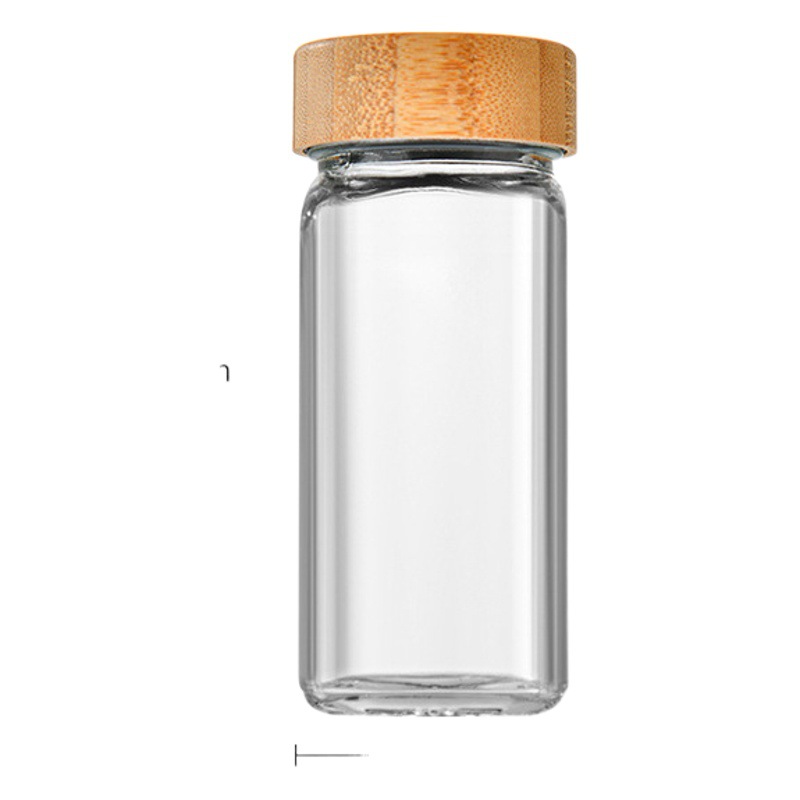 Amazon cuadrado condimento botella traje Spice Jar cocina vidrio condimento botella bambú madera tapa barbacoa comino condimento botella
