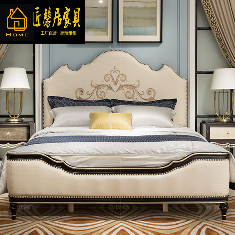 法式新古典刺绣布艺床卧室1.8米双人床1.5米法式床家具