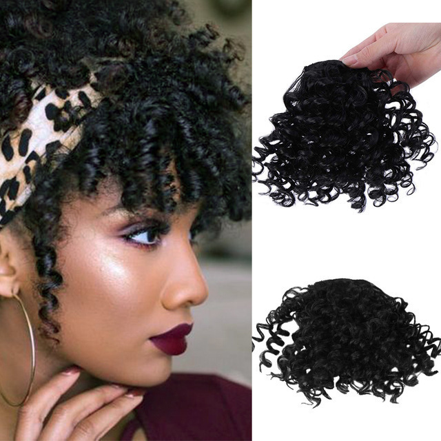 Cross-Border European and American Wig Wholesale, Small Curly Wave Bangs, High-Temperature Silk Synthetic Fiber, Fluffy 15cm Wool Curly Bangs