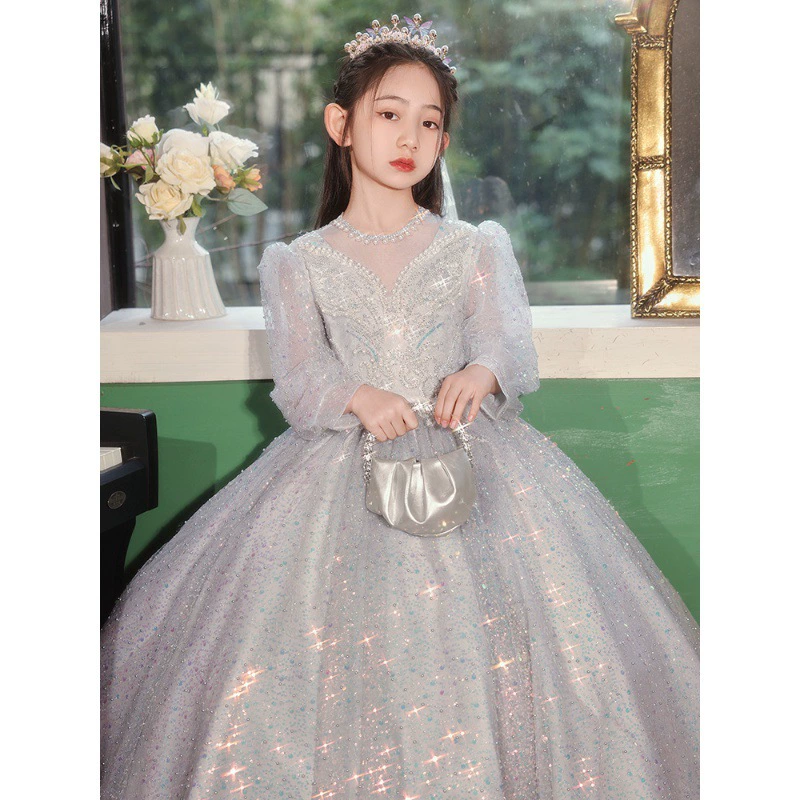 Платье для девочки на день рождения, высококачественное платье принцессы, свадьба девочки-цветочницы, ведущая для маленькой девочки, детский костюм для выступления на фортепиано