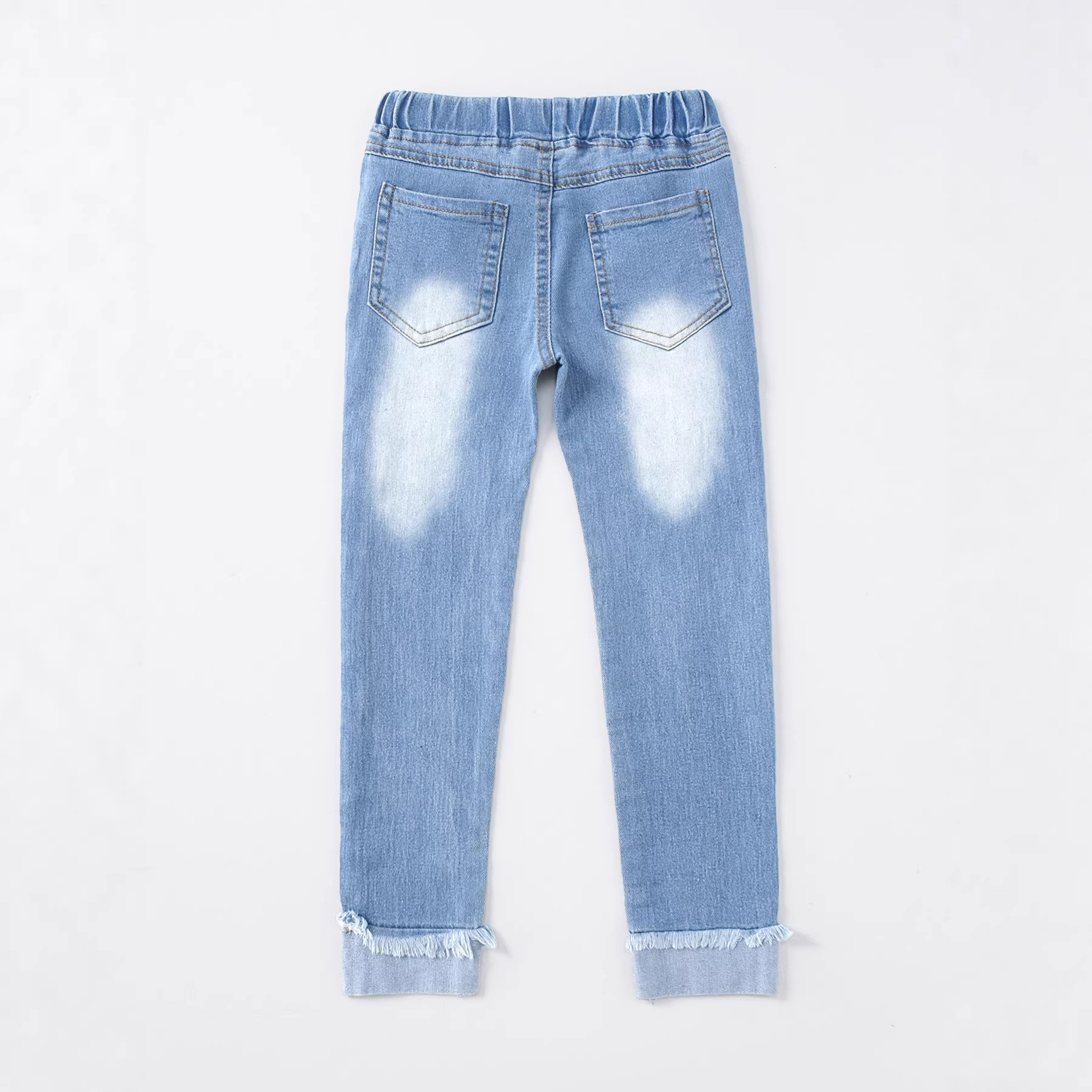 Эластичные мультяшные джинсы, осенние штаны, детская одежда, в обтяжку, с вышивкой, подходит для подростков