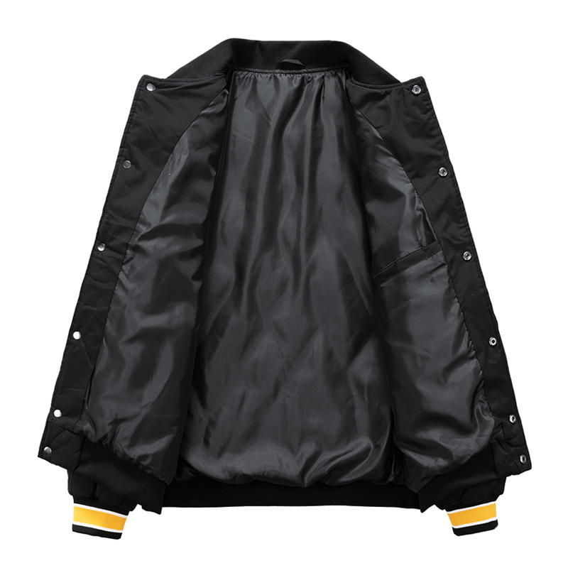 Chaqueta de invierno de algodón acolchado de los hombres corta de estilo coreano abrigo de pan de moda cálido cuello de béisbol engrosado carta bordada Chaqueta de algodón acolchado abrigo de los hombres