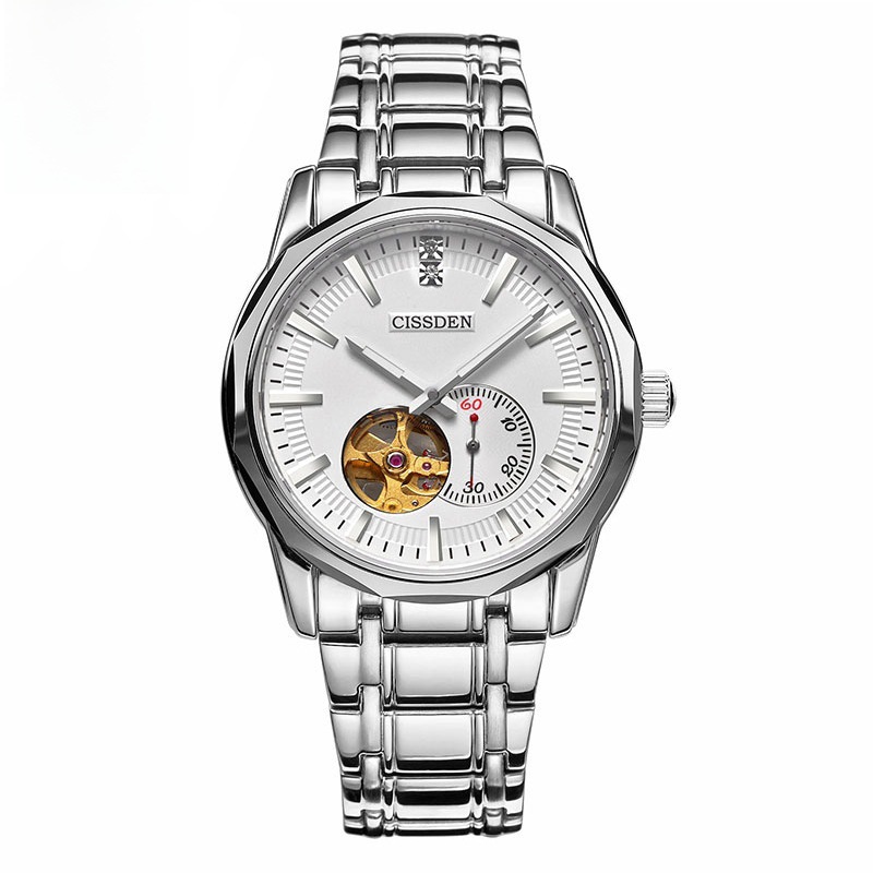 瑞士新款全自动精钢机械表表盘夜光腕表商务简约男士手表钢带