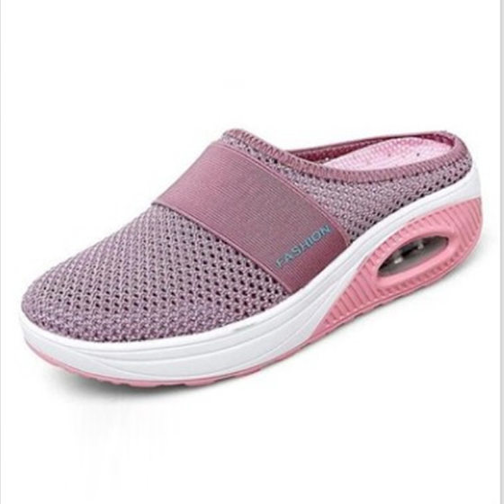 Foreign trade plus size closed toe slippers for women 2022 New Amazon AliExpress breathable flying woven mesh slip-on half slippers