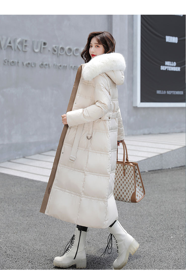 Damenbekleidung Slim Fit Winter Baumwollmantel mit Pelzkragen und Gürtel dünner Baumwollmantel Version Mantel Wintermäntel Baumwollmantel großer Pelz_voghion.com