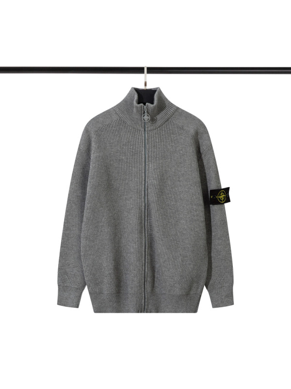 Cross-Border Stone Stone Island Zip-Up Cardigan with Logo, Versatile Simple Unisex Style for Men and Women