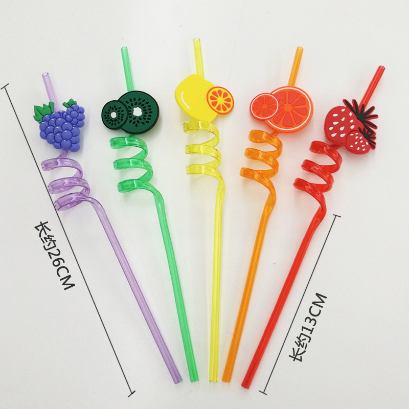 Pajitas creativas con formas para niños, frutas, helados, animales, Navidad, pajitas de plástico PET seguras con dibujos animados disponibles.