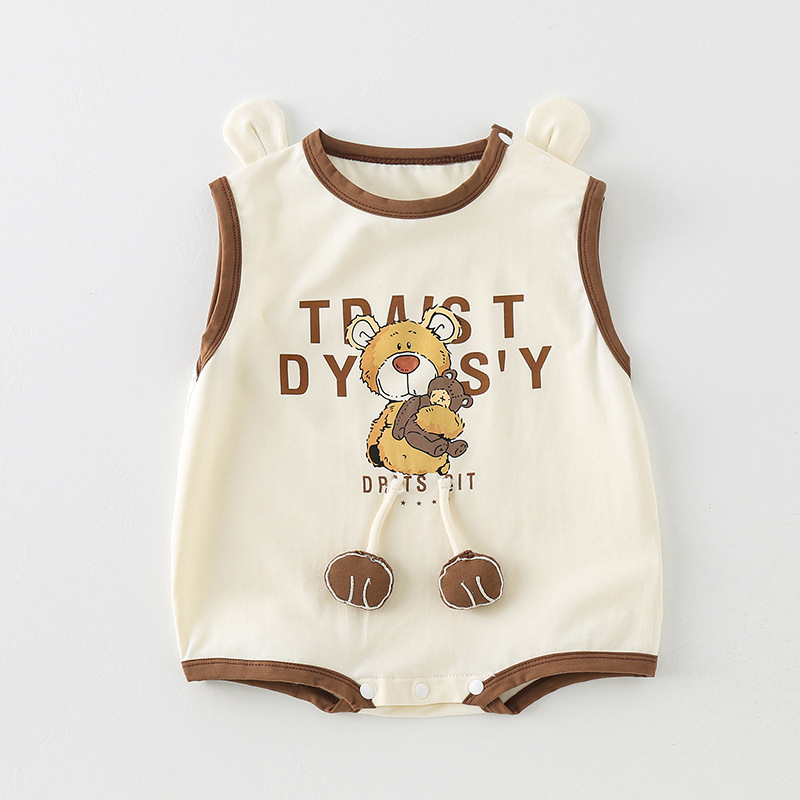 Summer Baby jumpsuit Casual Sports Hug Bear Climbing Suit Comfortable Breathable Out-of-the-way Hatshirt Baby Boy Climbing Suit