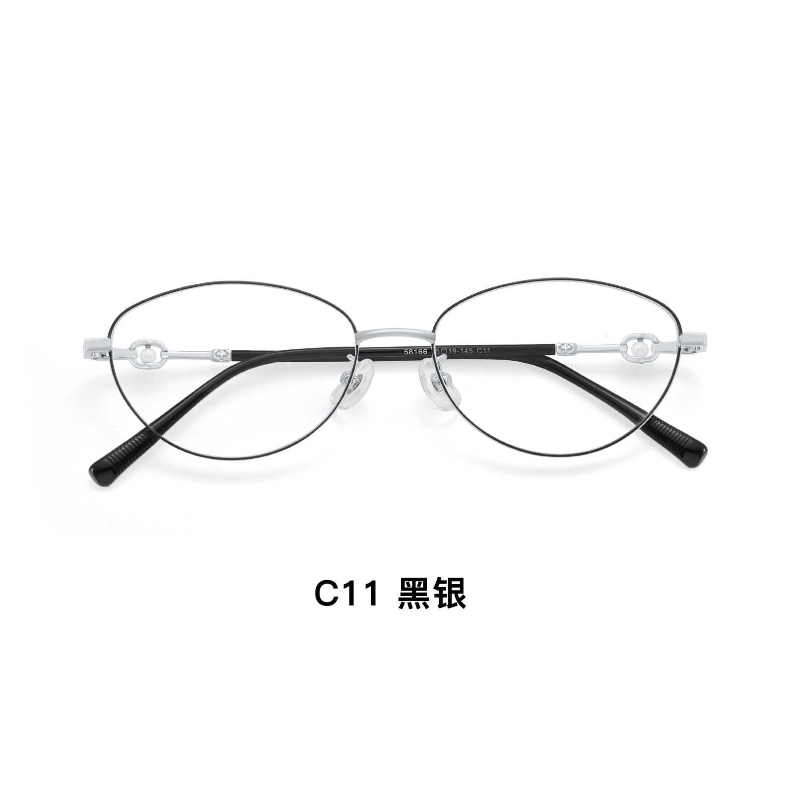 Mayorista ronnz peludo con el mismo marco de gafas de oro, marcos de gafas de perlas de ojos de gato, marcos de gafas de alta inteligencia.