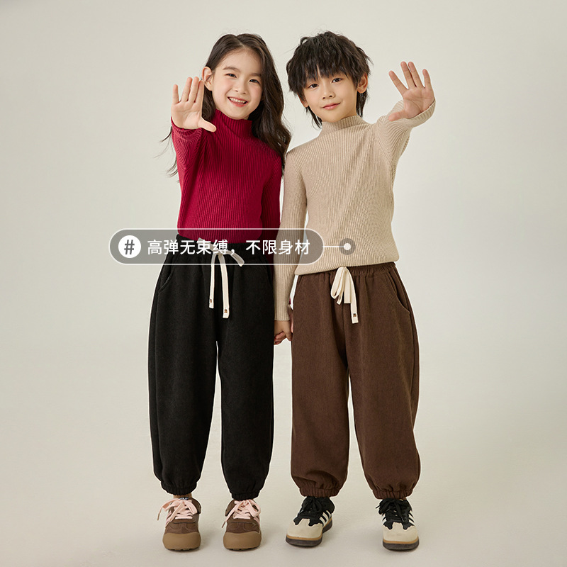 Suéter coreano de cuello alto para niños y niñas, camisa de punto para niños de mediano edad, invierno y otoño, chaqueta caliente de cuello alto