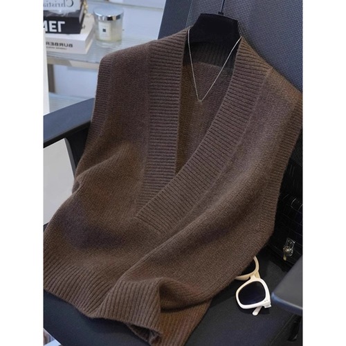 Grey V-neck Knit Cardigan Vest for Women, Spring and Autumn Season, Advanced Style, Layering Sweatshirt, Sleeveless Short Cardigan Top
