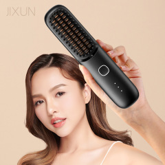 国境を越えた新しいワイヤレス充電式ヘアストレートニングコームポータブルミニストレートヘアアイロンマイナスイオン無害発電コーム