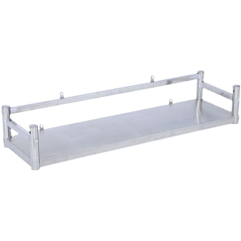 Single-layer stainless steel wall-mounted shelf for hotel kitchen, first floor with railings, wall-mounted bowl rack, seasoning rack, can be used
