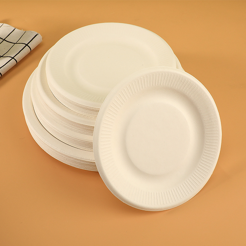 Desechable plato de papel espesado pulpa de caña de azúcar placa de pastel barbacoa bricolaje pintura hecha a mano degradable vajilla placa de papel