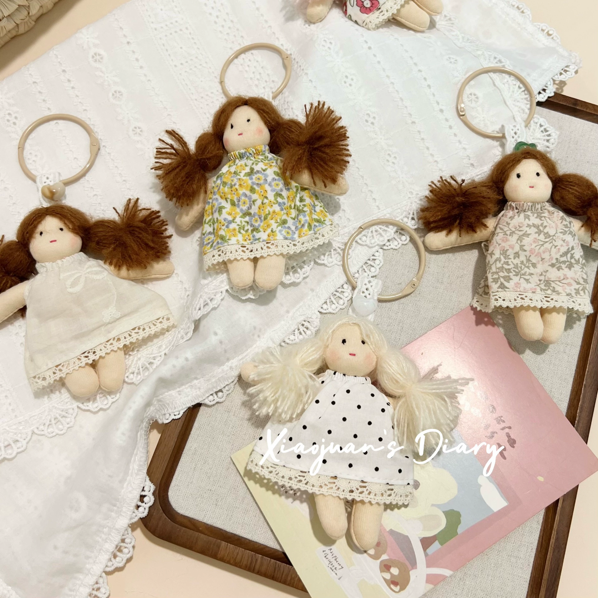 Милая кукла, брелок, детская сумка, универсальный аксессуар, в цветочек